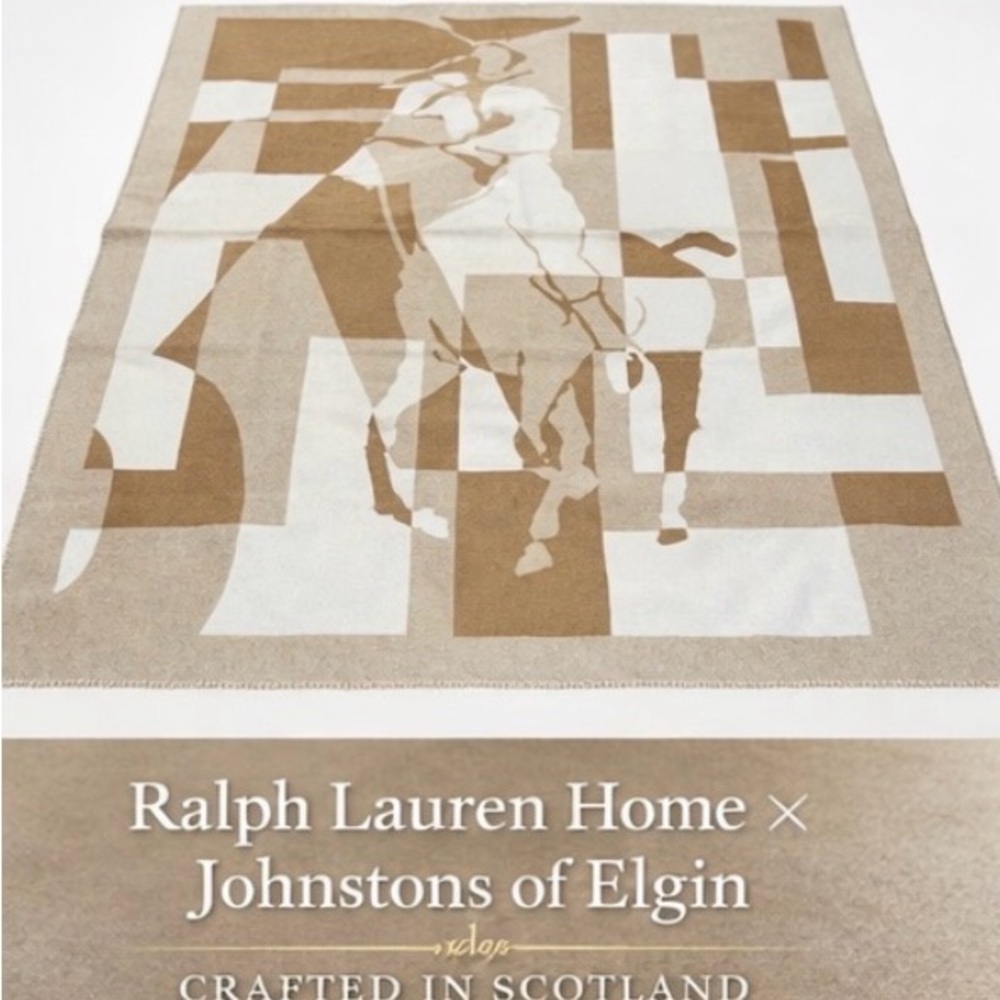 Ralph Lauren Home Tan and White Equestrian Throw